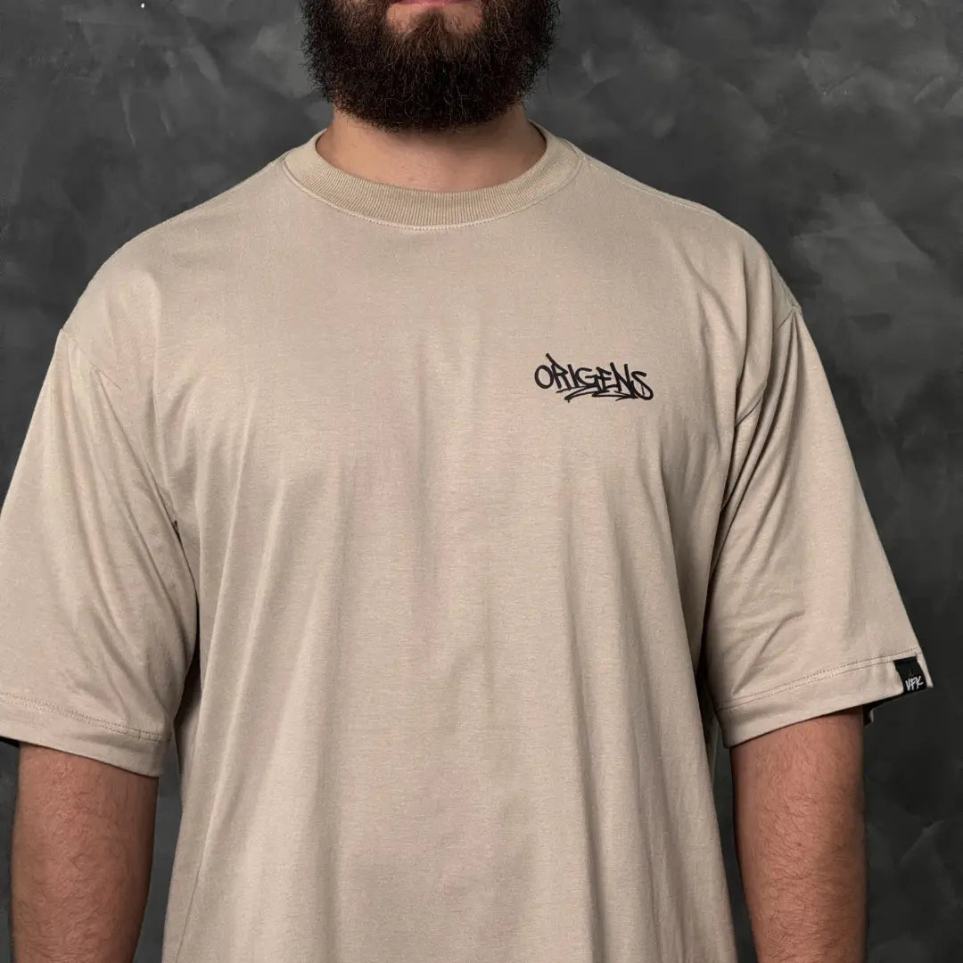 Camiseta Oversized Graffiti Left Bege