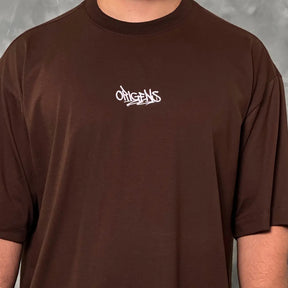 Camiseta Oversized Graffiti Marrom