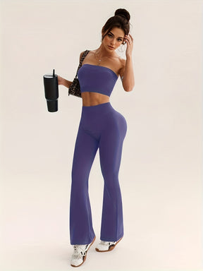 Conjunto Esportivo Top sem Alça e Calça Flare Modern Nayara