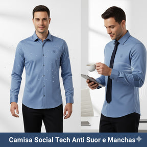 Kit 3 Camisas Social Tech Anti Suor e Manchas