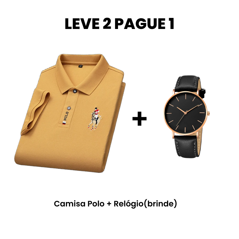 Leve 2 Pague 1 - Camisa Polo Masculina Portuga + Relógio(brinde)