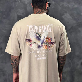 Camiseta Oversized Esperança Bege