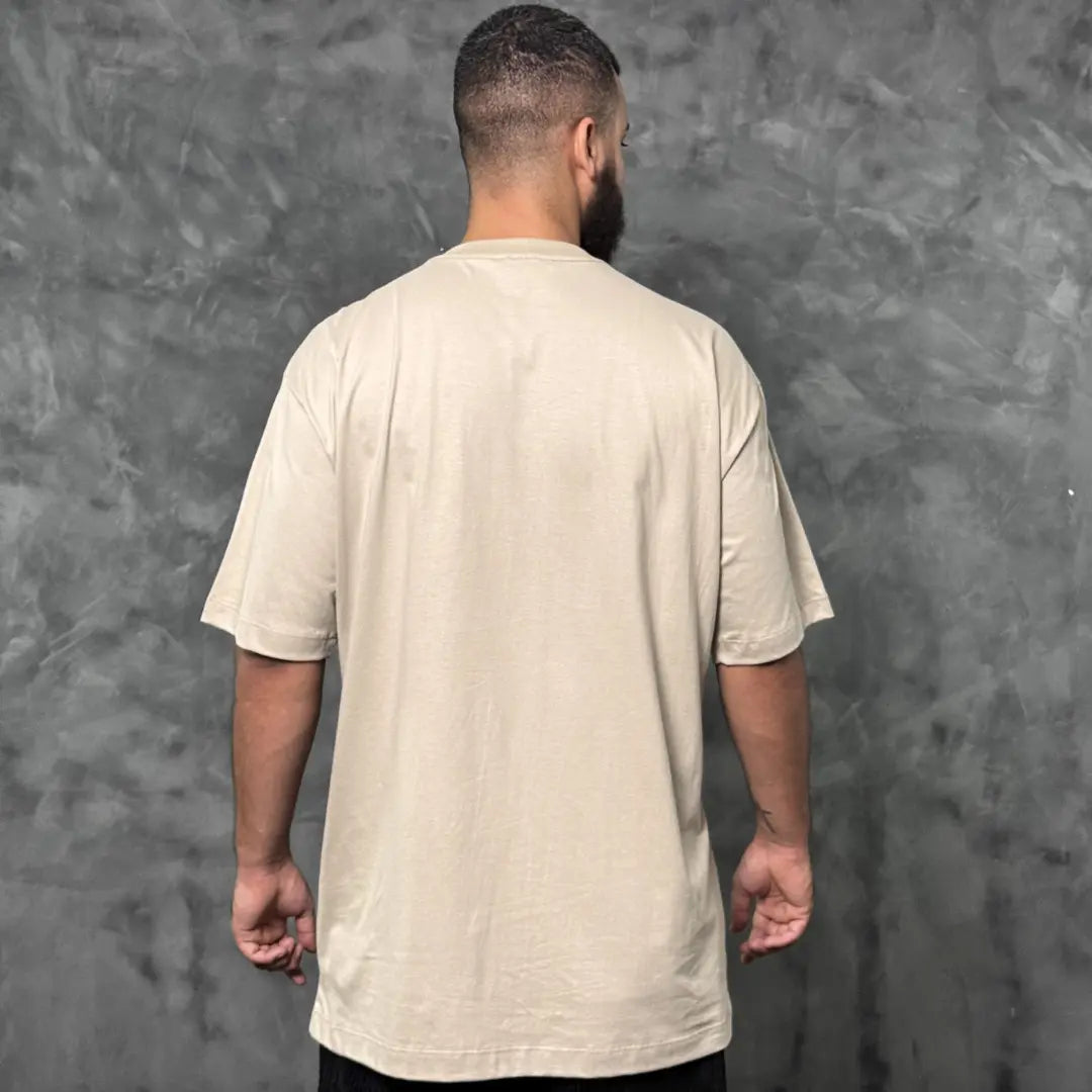 Camiseta Oversized Graffiti Left Bege