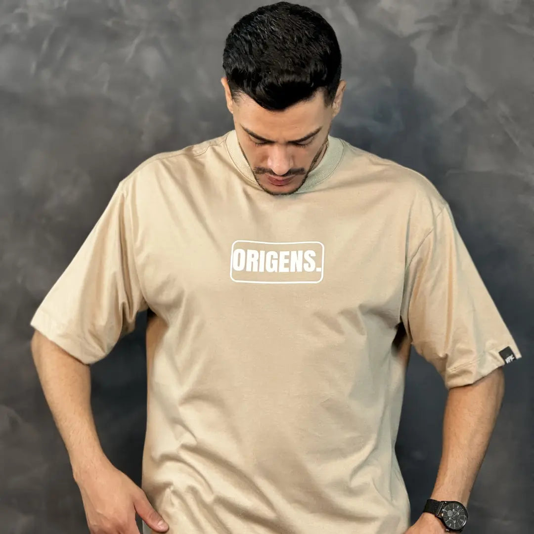 Camiseta Oversized Origens Bege