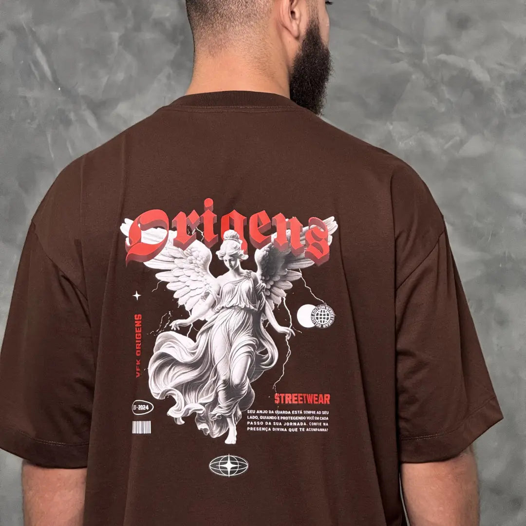 Camiseta Oversized Anjo da Guarda Marrom