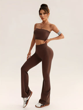 Conjunto Esportivo Top sem Alça e Calça Flare Modern Nayara