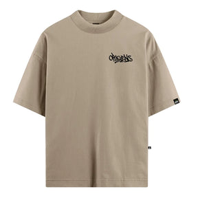 Camiseta Oversized Graffiti Left Bege