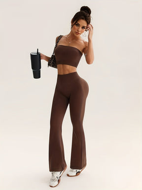 Conjunto Esportivo Top sem Alça e Calça Flare Modern Nayara