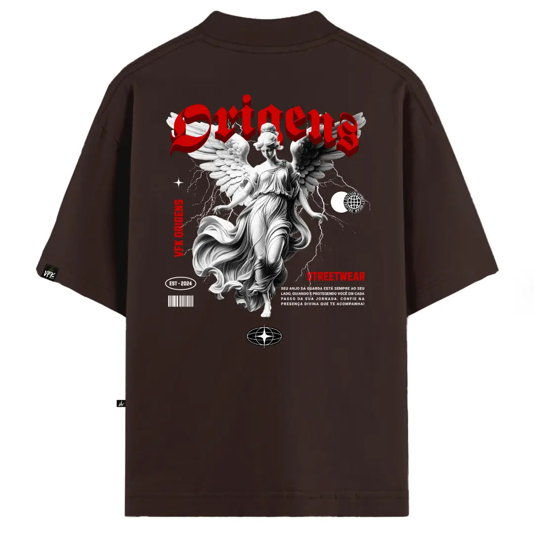Camiseta Oversized Anjo da Guarda Marrom
