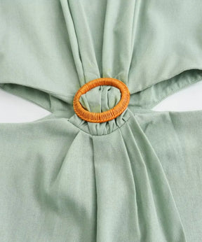 Vestido Midi Recorte Cintura Feminino Cinto Elegante Verão | Jena