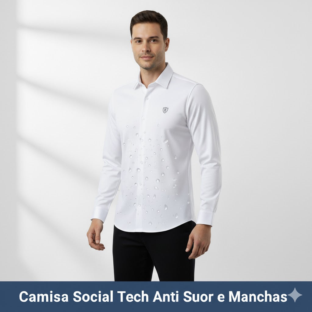Kit 3 Camisas Social Tech Anti Suor e Manchas