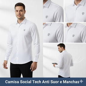 Kit 3 Camisas Social Tech Anti Suor e Manchas