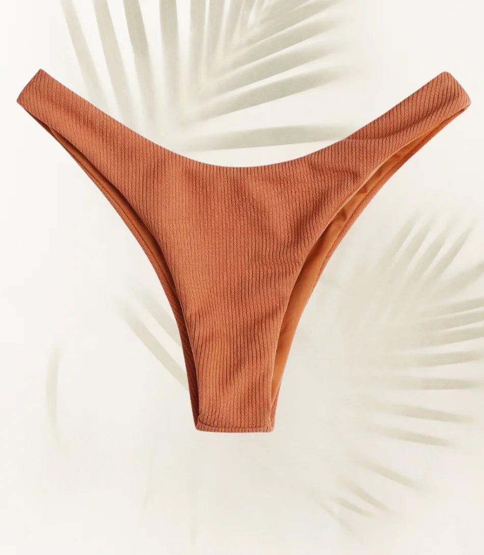 Biquíni Avulso Feminino Cintura Alta Texturizado com Top Faixa | Iaiá