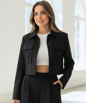 Conjunto Feminino Alfaiataria com Blazer Cropped de Linho | Livia