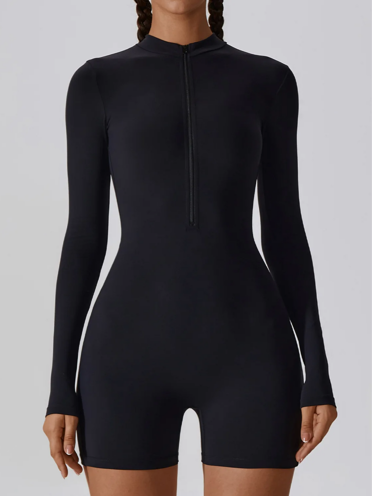 Macaquinho Manga Longa Com Zíper Modern Waffle Trainer - FITNESS