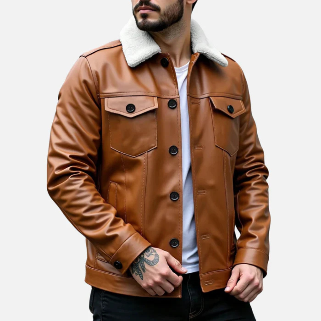 Jaqueta de Couro Masculina Lorennzi Noir