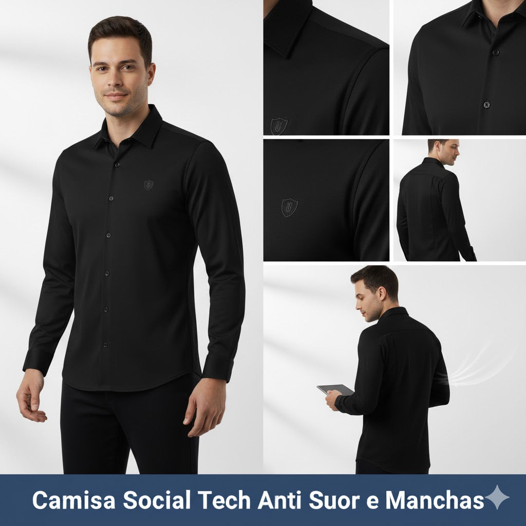 Kit 3 Camisas Social Tech Anti Suor e Manchas