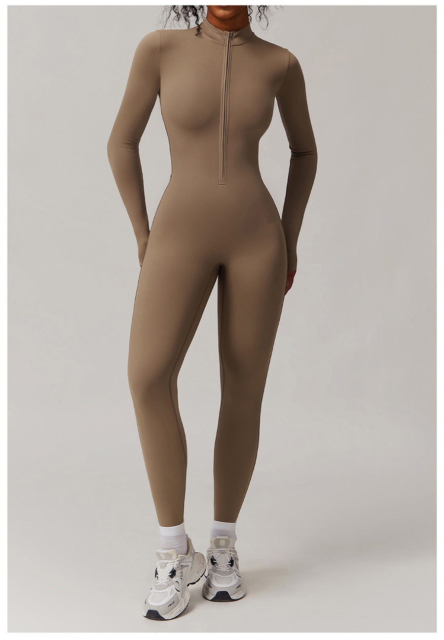 Macacão Longo de Manga Longa Com Zíper Modern Waffle