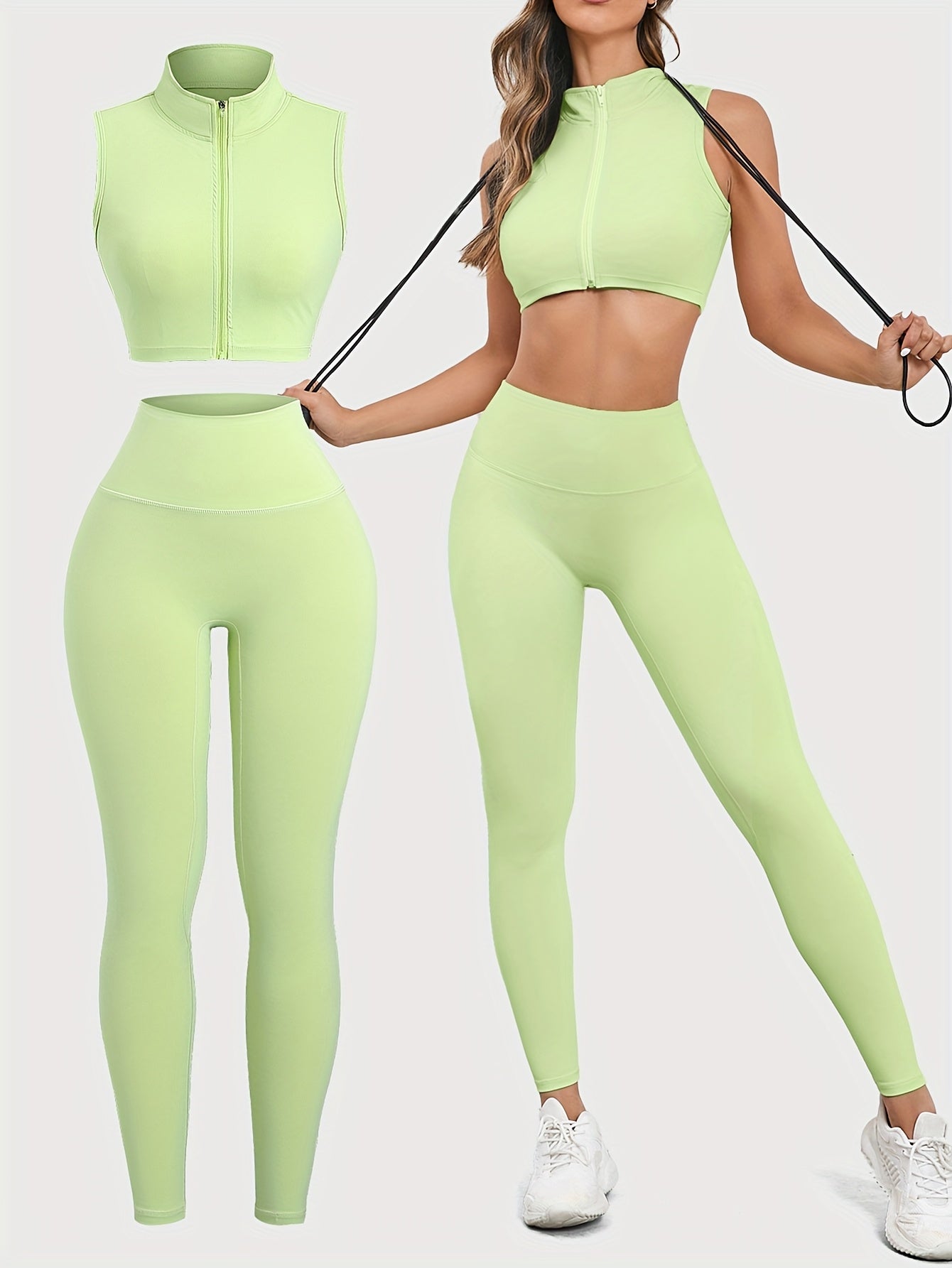 Conjunto Top com Zíper e Legging Empina Bumbum Modern Alana