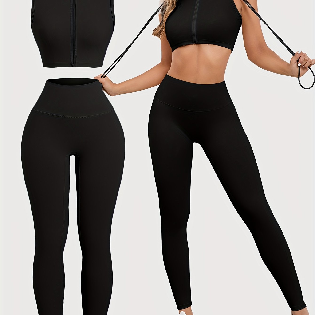 Conjunto Top com Zíper e Legging Empina Bumbum Modern Alana