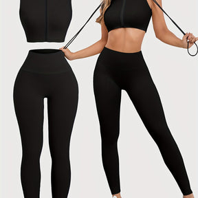 Conjunto Top com Zíper e Legging Empina Bumbum Modern Alana