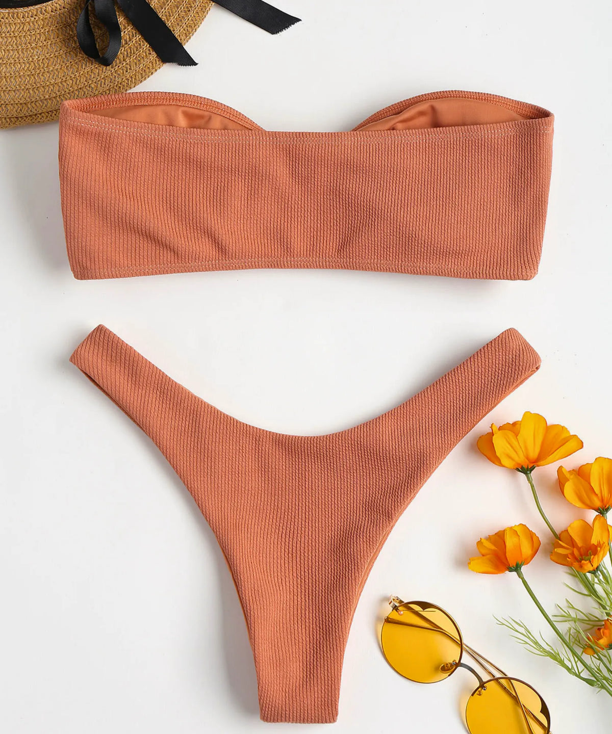 Biquíni Avulso Feminino Cintura Alta Texturizado com Top Faixa | Iaiá