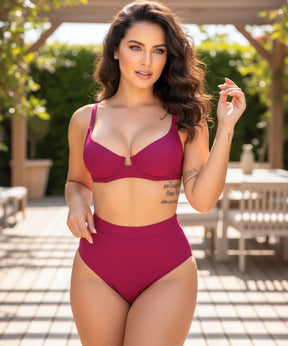 Biquíni Cintura Alta Fio Dental Push up Bojo Elegante | Alana