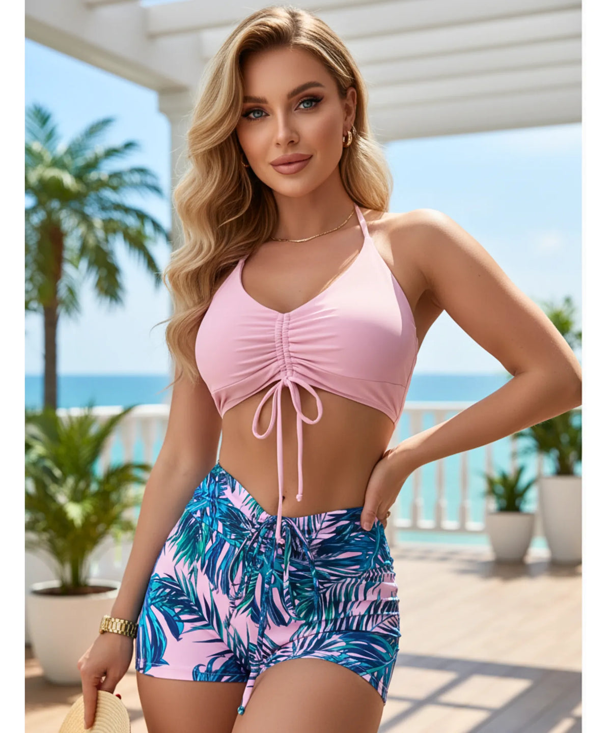 Biquíni Cintura Alta Shortinho Amarração Ajustável | Noa