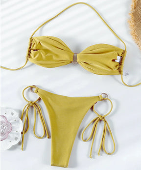 Biquíni Feminino com Argola Dourada e Amarração Lateral | Senne