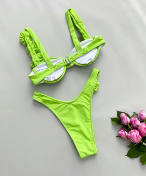 Biquíni Feminino Fio Dental com Flores 3D Elegante Exclusivo | Léa