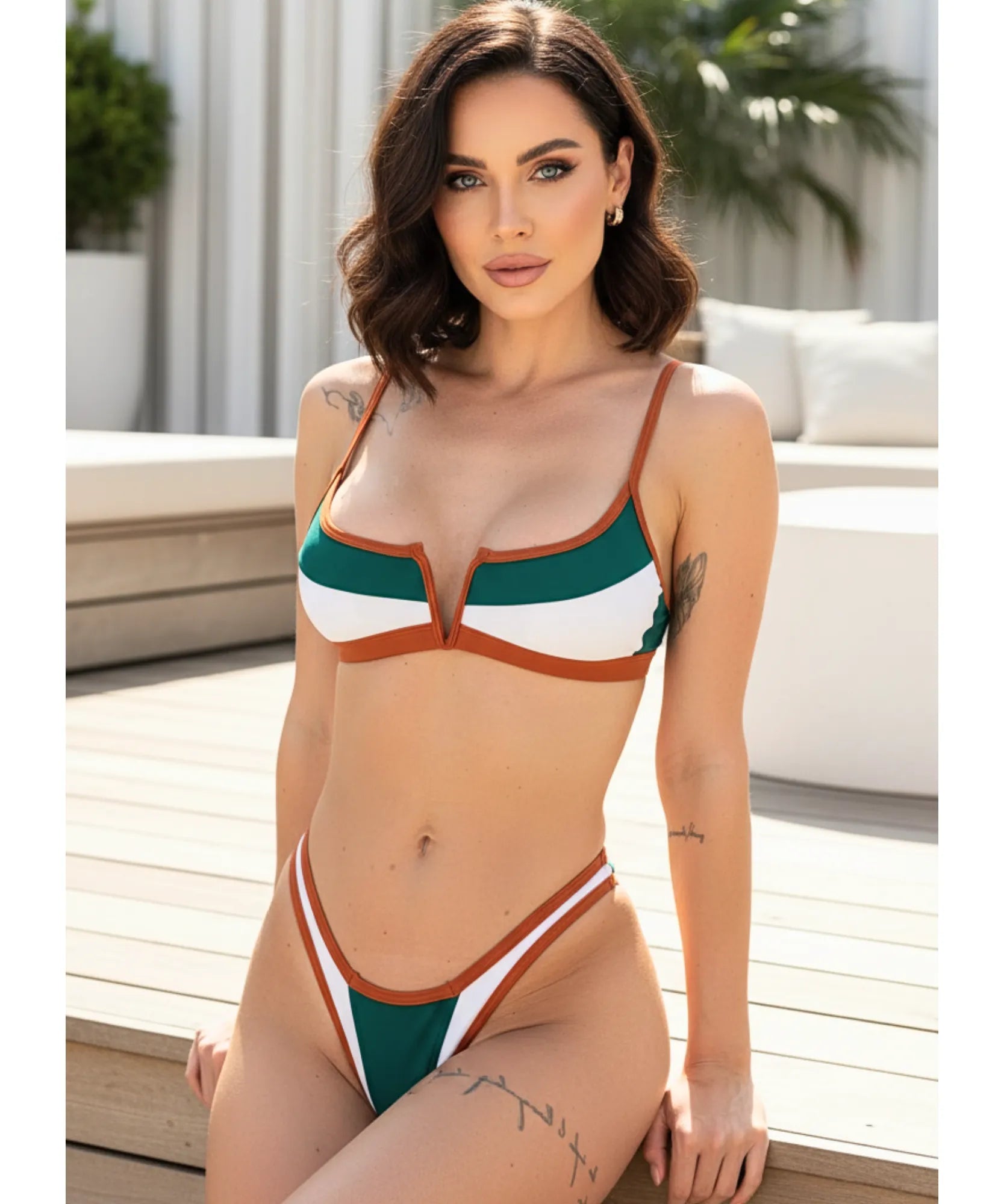 Biquíni Meia Taça Fio Dental Listrado Premium Elegante | Ribas