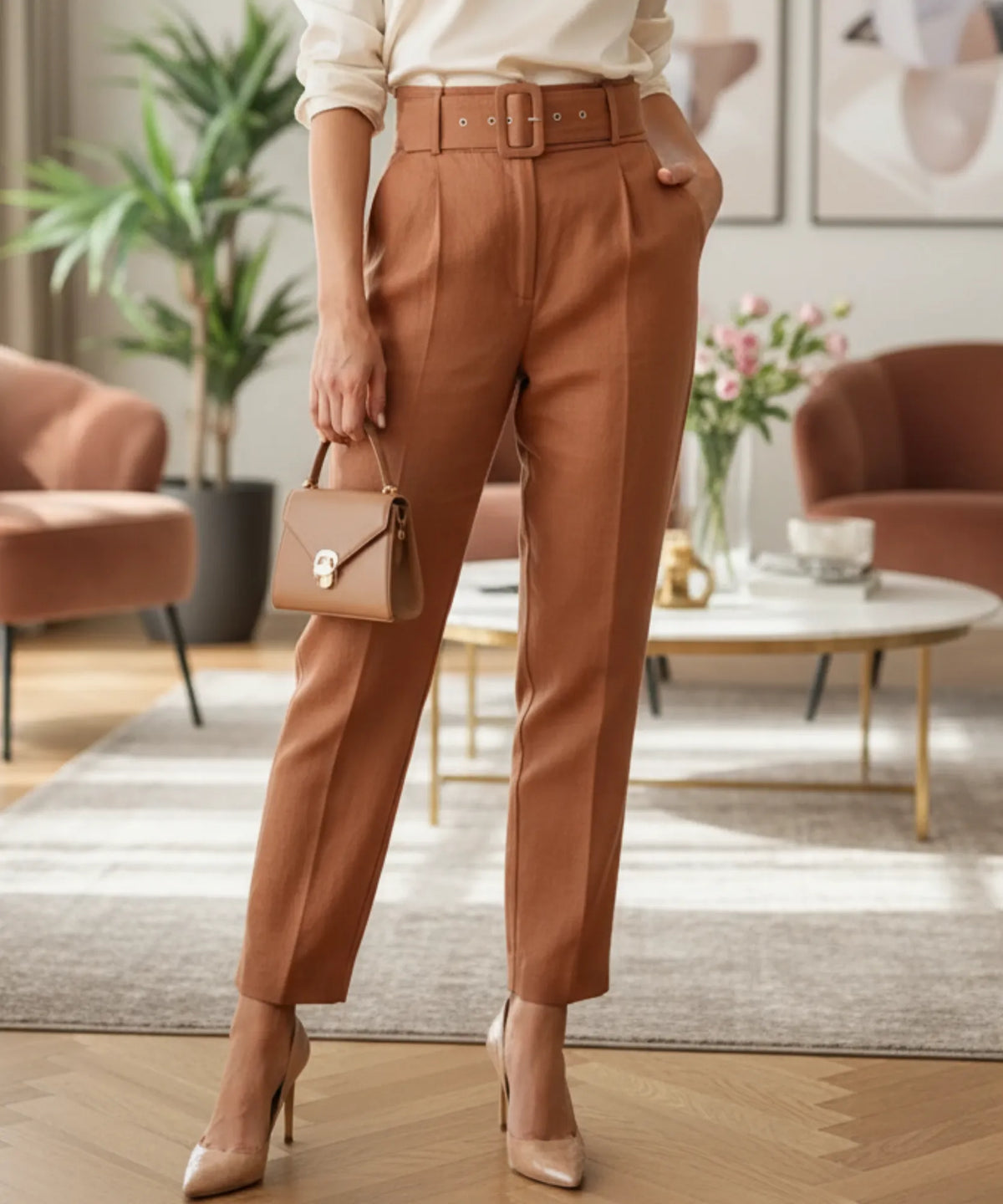 Calça Alfaiataria Feminina Cintura Alta Social | Sandy