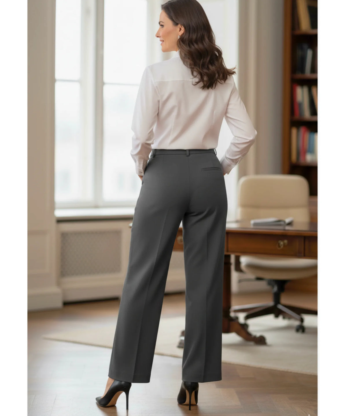 Calça Alfaiataria Feminina Social Cintura Alta Casual Chic | Grena