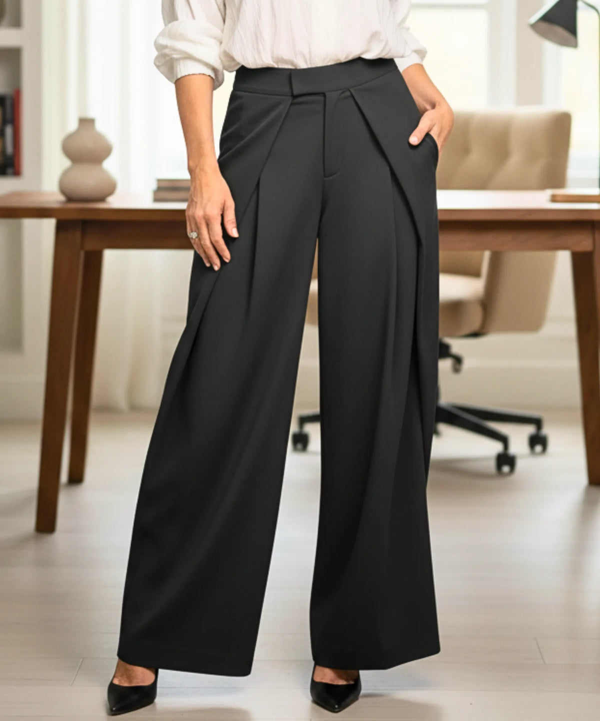 Calça Alfaiataria Feminina Wide Leg Casual Elegante | Trali