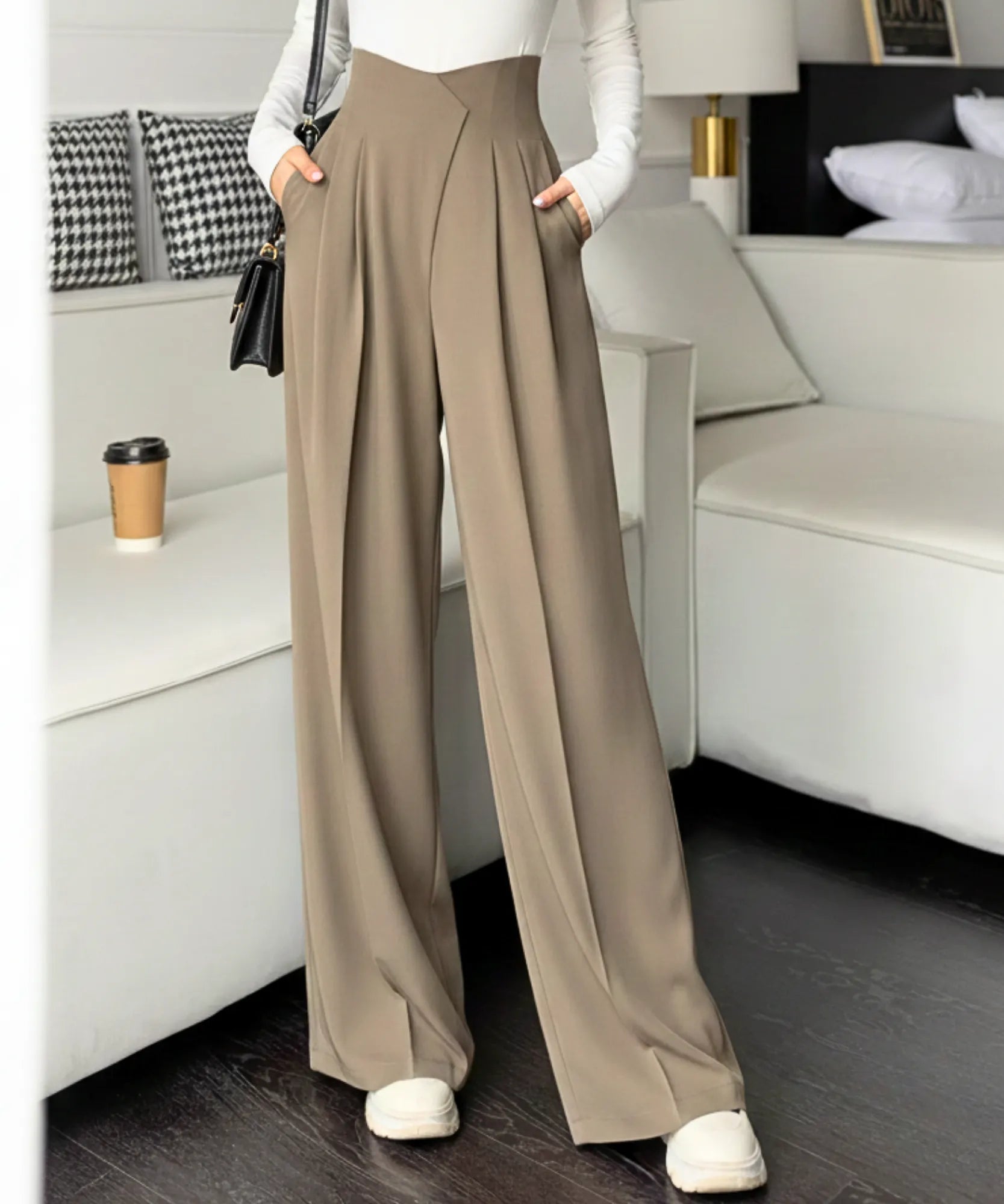Calça Wide Leg Alfaiataria Feminina com Pregas Premium | Belle