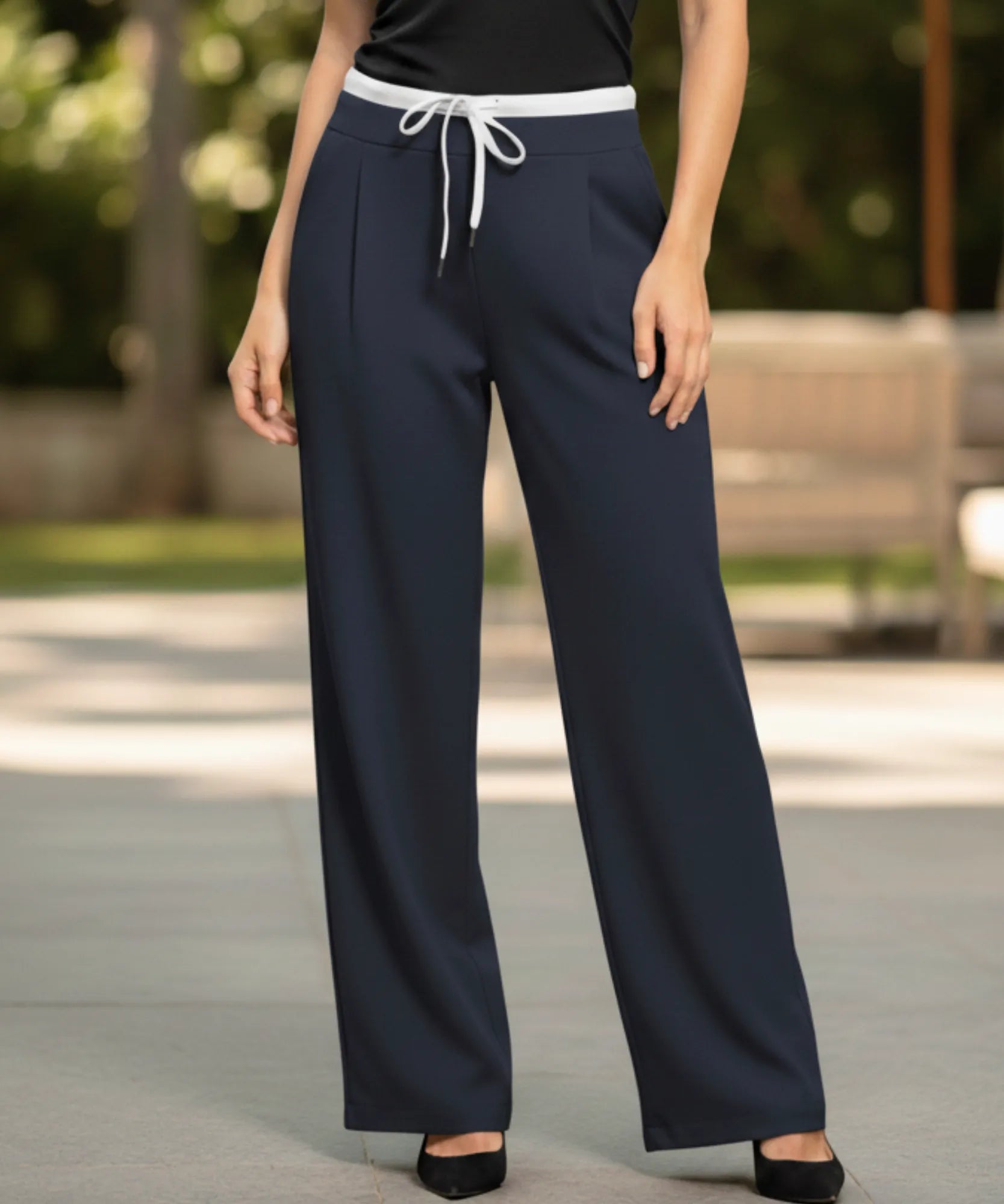 Calça Wide Leg Feminina Alfaiataria Cintura Alta Leve | Cili
