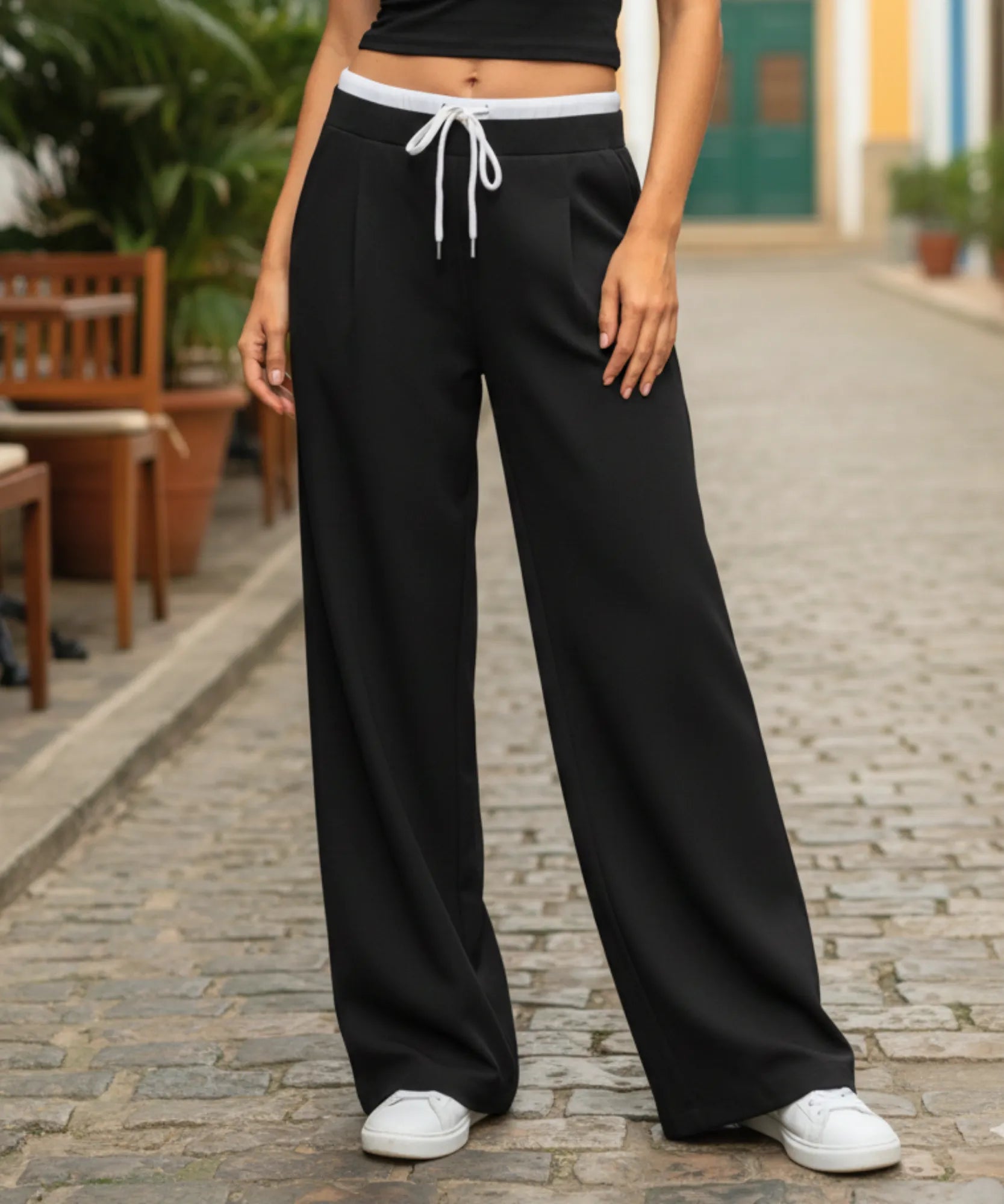 Calça Wide Leg Feminina Alfaiataria Cintura Alta Leve | Cili