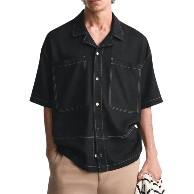 Camisa Masculina com Contraste em Linho Vonluthen VL361