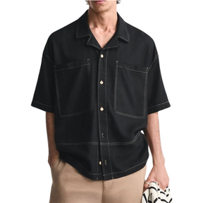 Camisa Masculina com Contraste em Linho Vonluthen VL361