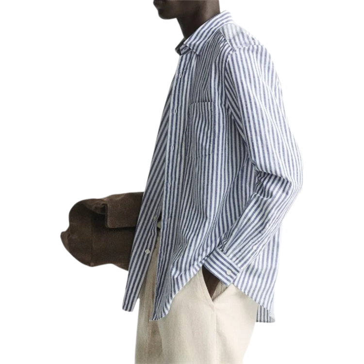 Camisa Masculina em Linho Listrada Vonluthen VL358