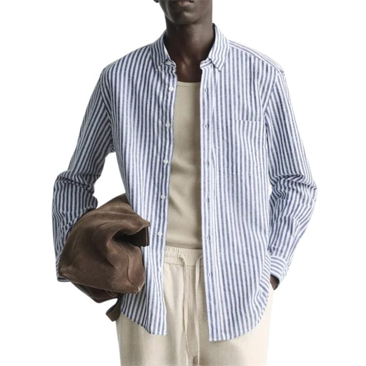 Camisa Masculina em Linho Listrada Vonluthen VL358