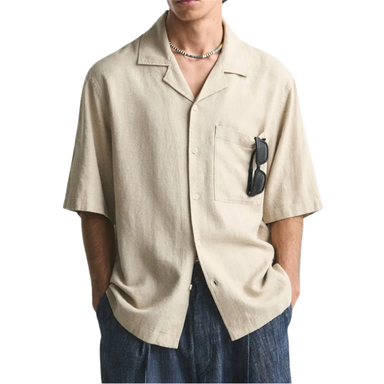 Camisa Masculina em Linho Relaxed Fit Vonluthen VL360