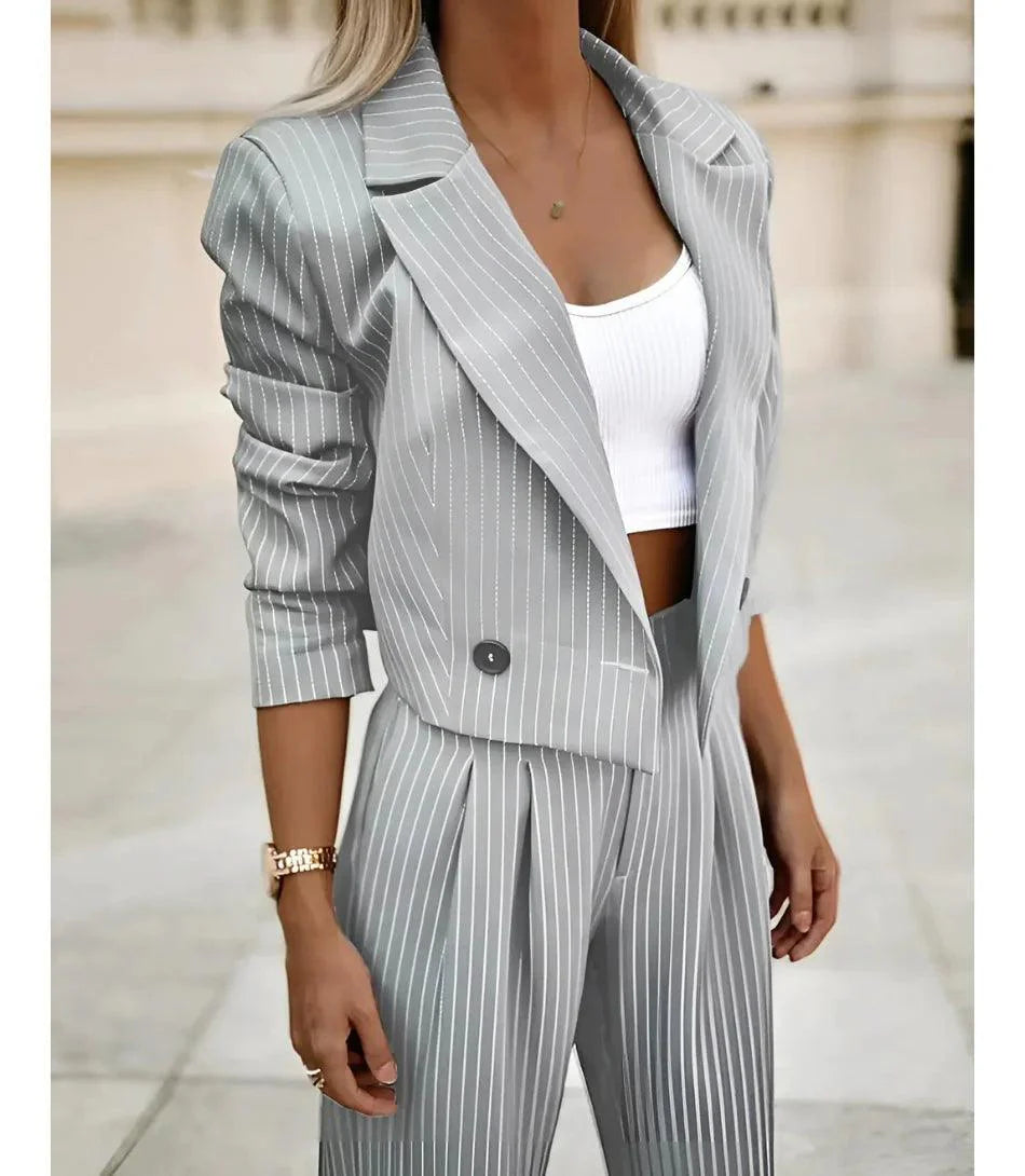 Conjunto Social Feminino Alfaiataria Risca de Giz Elegante | Grace