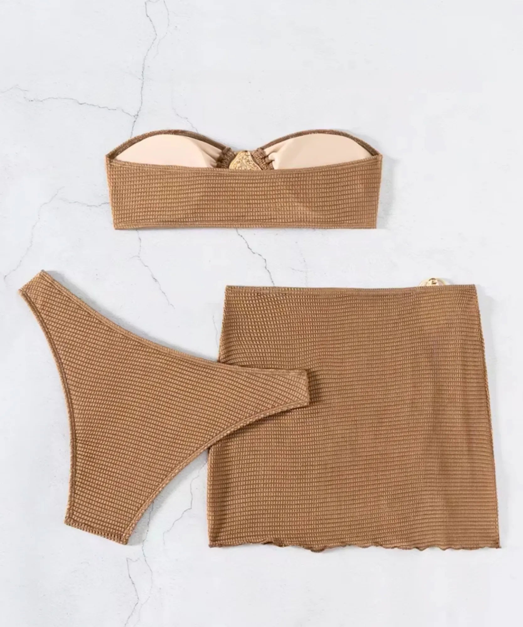 Conjunto Biquíni 3 Peças Crochê Elegante Feminino Verão | Ischia