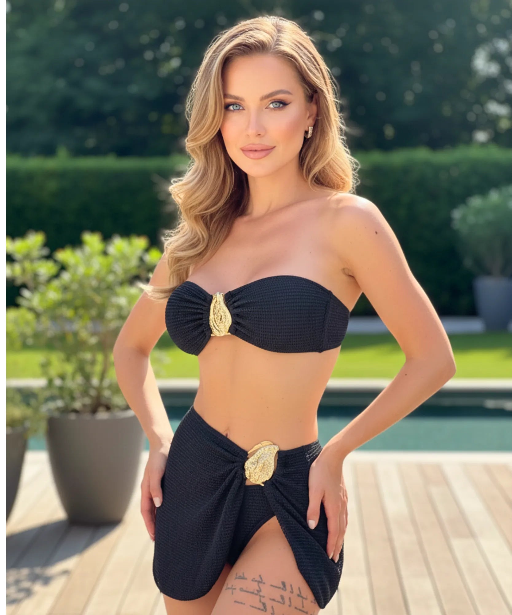 Conjunto Biquíni 3 Peças Crochê Elegante Feminino Verão | Ischia