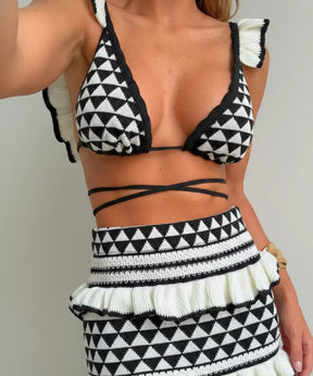 Conjunto Biquíni Crochê 2 Peças Top e Saia Longa Elegante | Celina