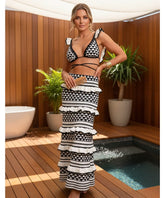 Conjunto Biquíni Crochê 2 Peças Top e Saia Longa Elegante | Celina