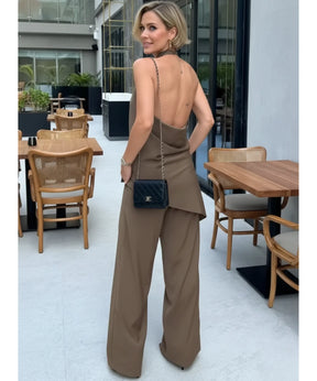 Conjunto Feminino Alfaiataria com Blusa e Calça em Linho | Biah