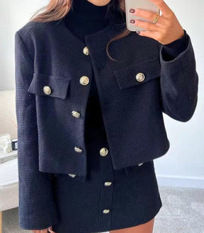 Conjunto Tweed Feminino com Shorts Saia e Blazer Elegante | Juli