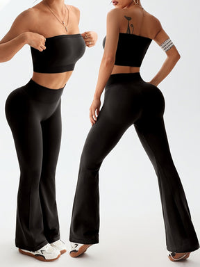 Conjunto Esportivo Top sem Alça e Calça Flare Modern Nayara